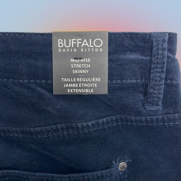 BUFFALO Women’s 6 / 28 Blue Velour MID RISE STRETCH SKINNY Jeans - Picture 4 of 4